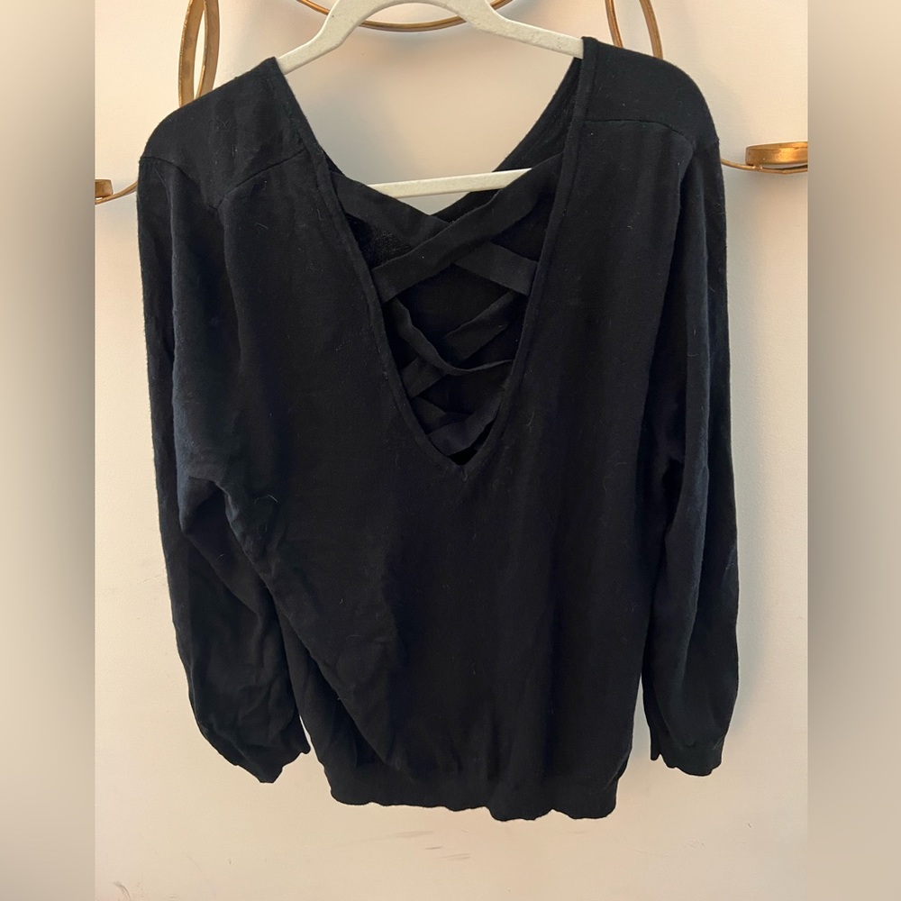 NWT Love Ellie XXL Cross Cross Back Sweater - Black